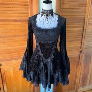 Dark in Love Gothic Victorian Vampire Vkei Dark Marie Antoinette Mini Dress M